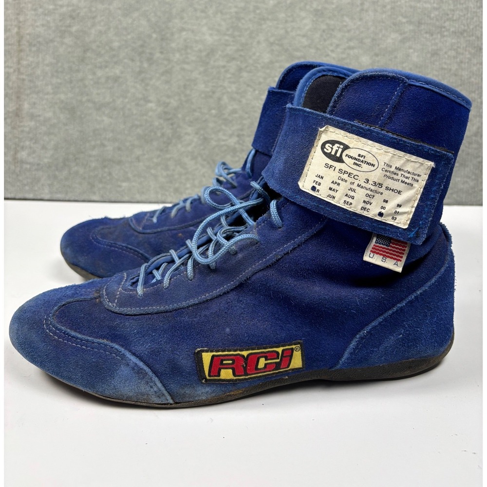 VTG RCI SFI Spec 3.3/5 Size 9 Racing Shoes Blue Suede High Top Mens Blue